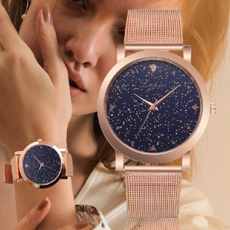 Lvpai Brand Luxury Starry Women Watches Steel Quartz Ladies Rose Bracelet Watch Casual Clock Lovers Girl Wristwatch Relogio