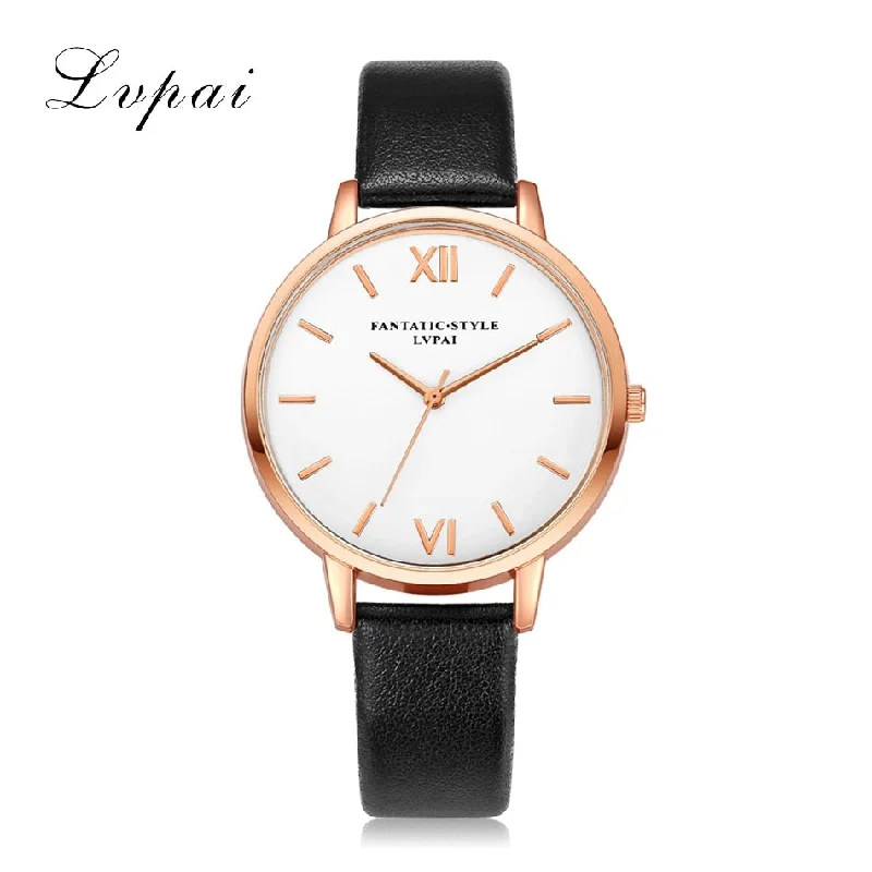 Lvpai Brand Rose Gold Luxury High Quality Casual Geneva Leather Strap Women Watches Bracelet Ladies Clock Hour Quartz Watch