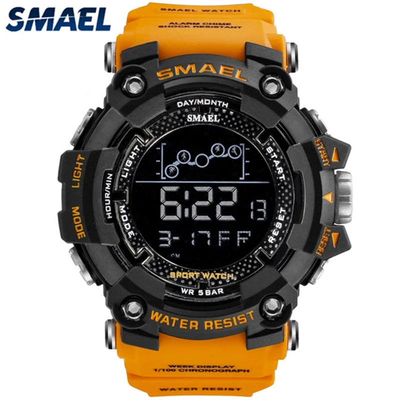 Men Orange Multifunction Waterproof Digital Watch