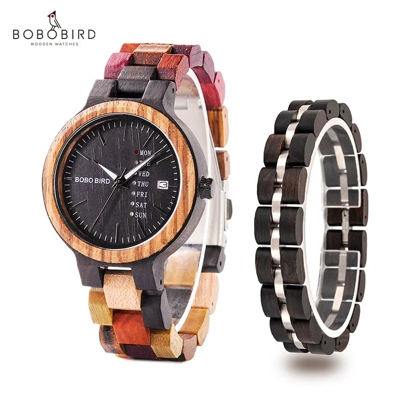 montre femme BOBO BIRD Wooden Women Watches Bracelet Set High Quality Japan Movement Quartz Watch in Wood Box reloj mujer