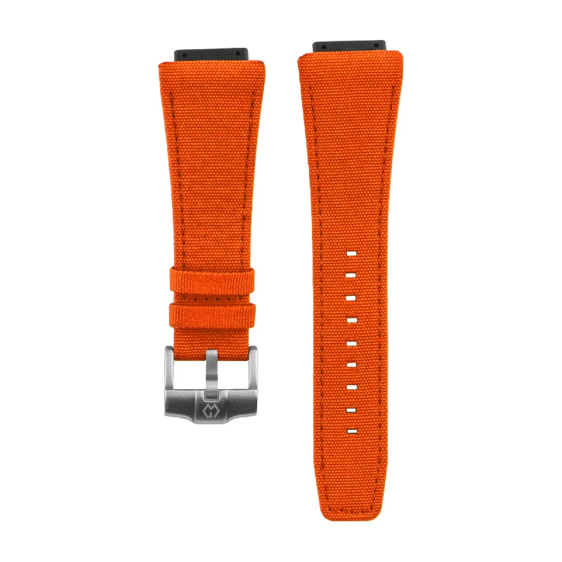 Nylon Leather Watch Strap | Orange 21cm