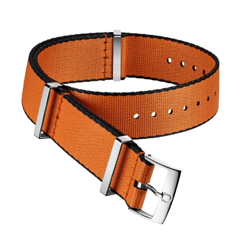 Omega 20MM Nato Polyamide orange strap with black borders