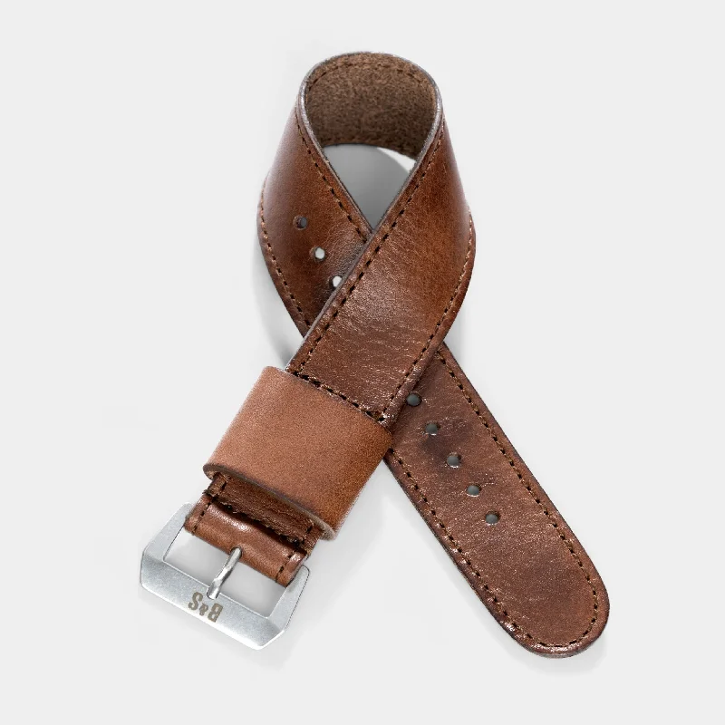 Single Pass Brown Chestnut Leather Watch Strap