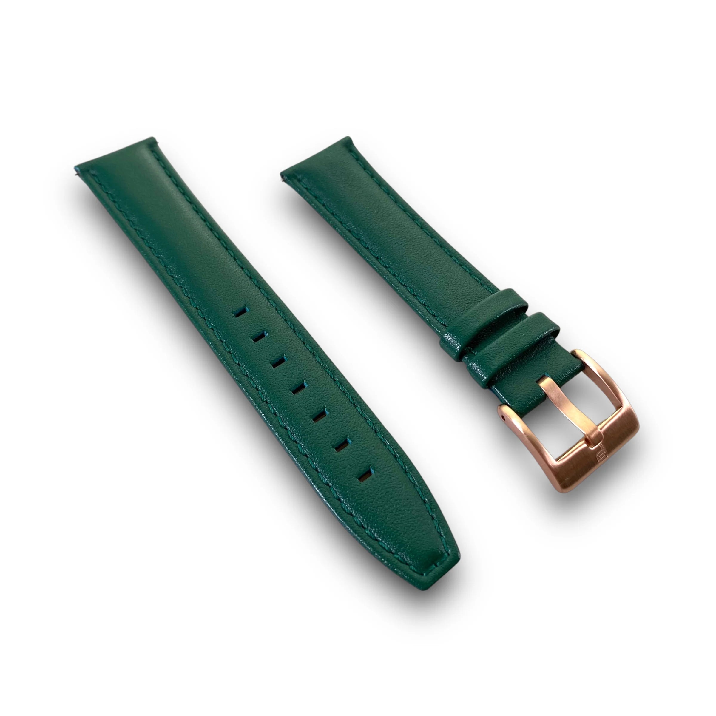 PUNCH SEMPER Genuine Leather Green Watch Strap Rose Gold Buckle