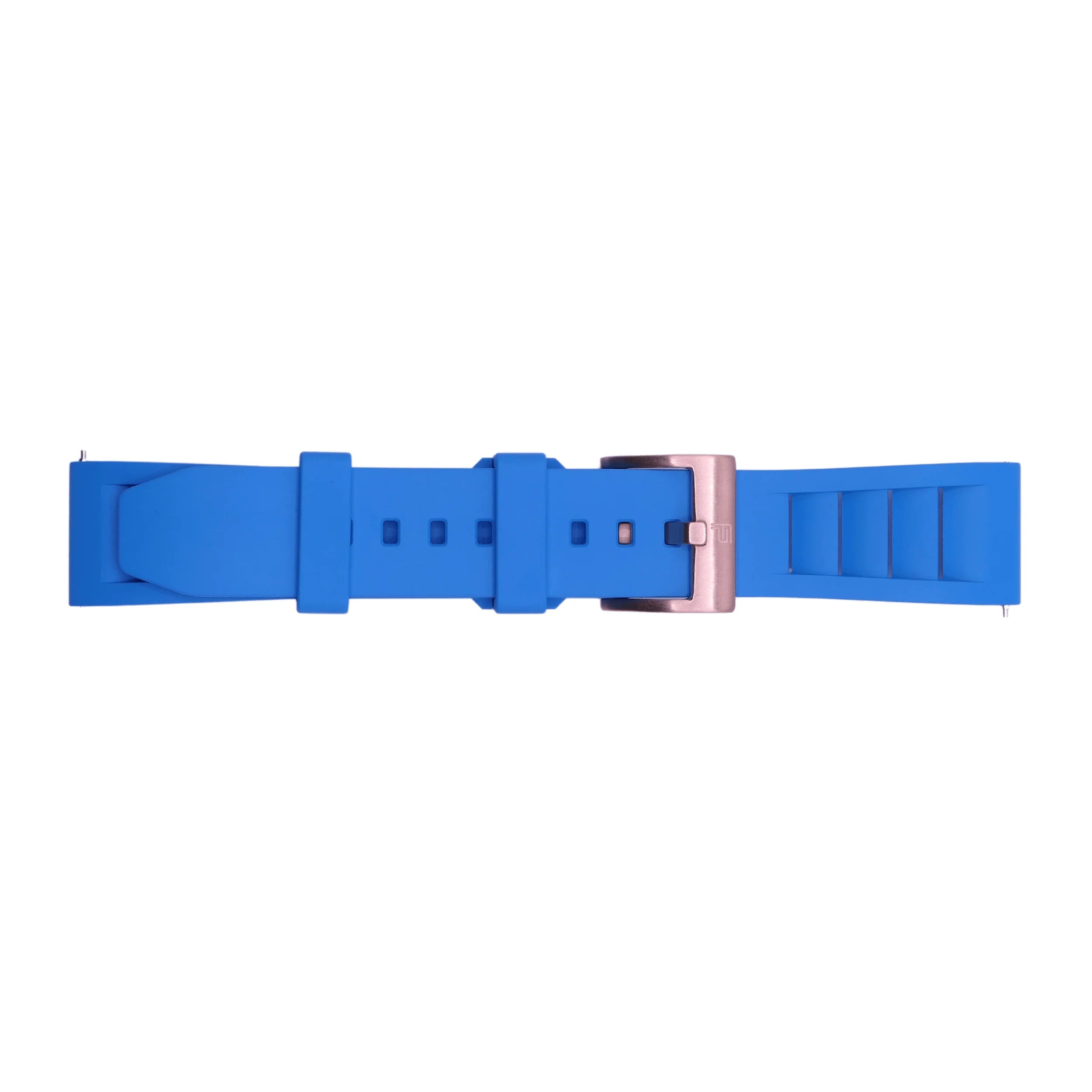 PUNCH SEMPER Light Blue Rubber Watch Strap, Rose Gold Buckle