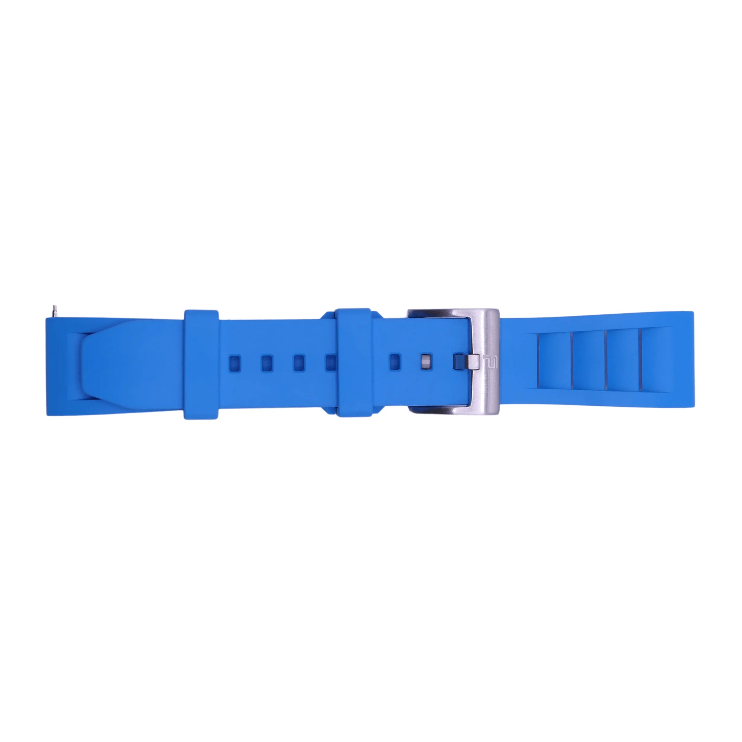 PUNCH SEMPER Light Blue Rubber Watch Strap, Silver Buckle