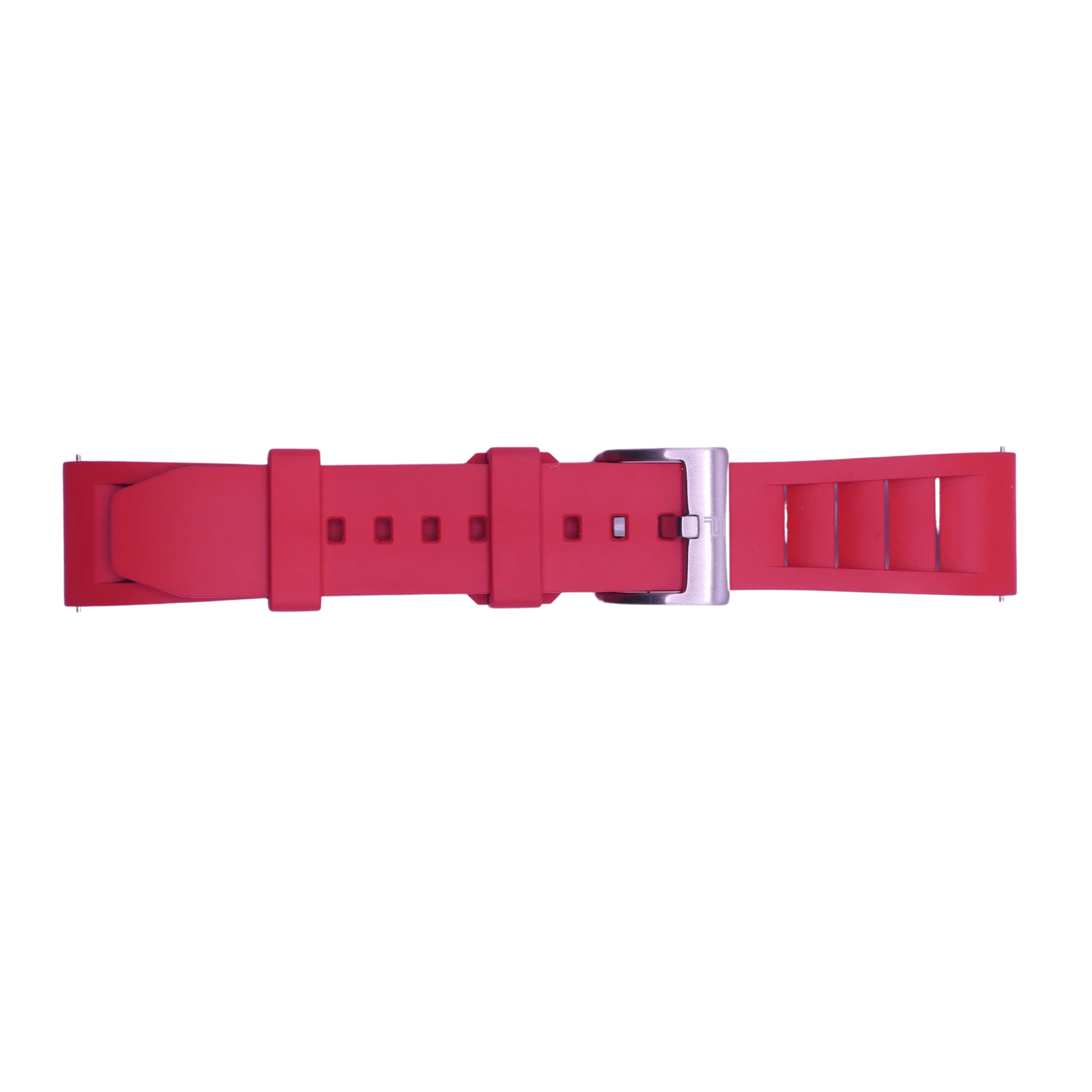 PUNCH SEMPER Red Rubber Watch Strap, Silver Buckle