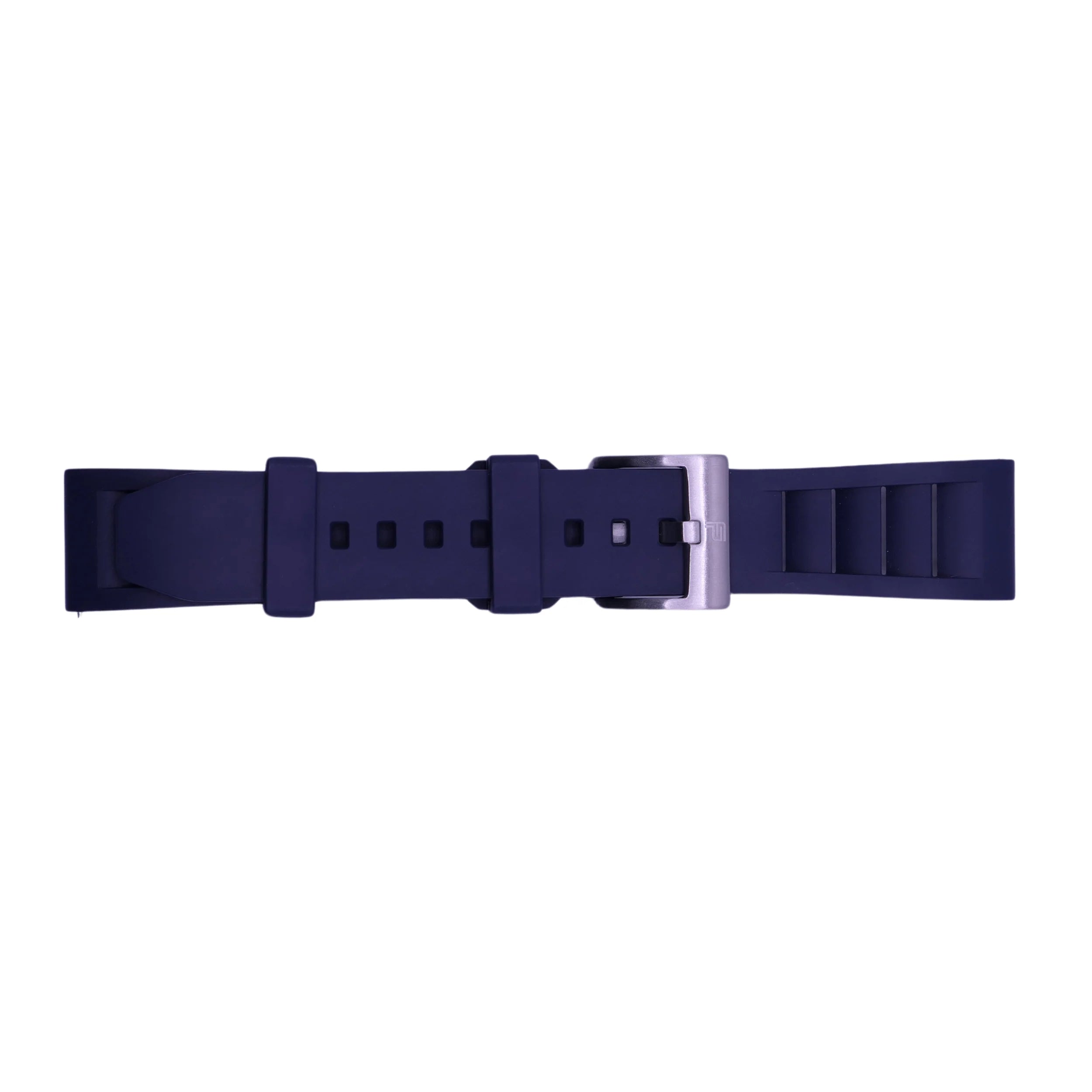 PUNCH SEMPER Navy Blue Rubber Watch Strap, Silver Buckle