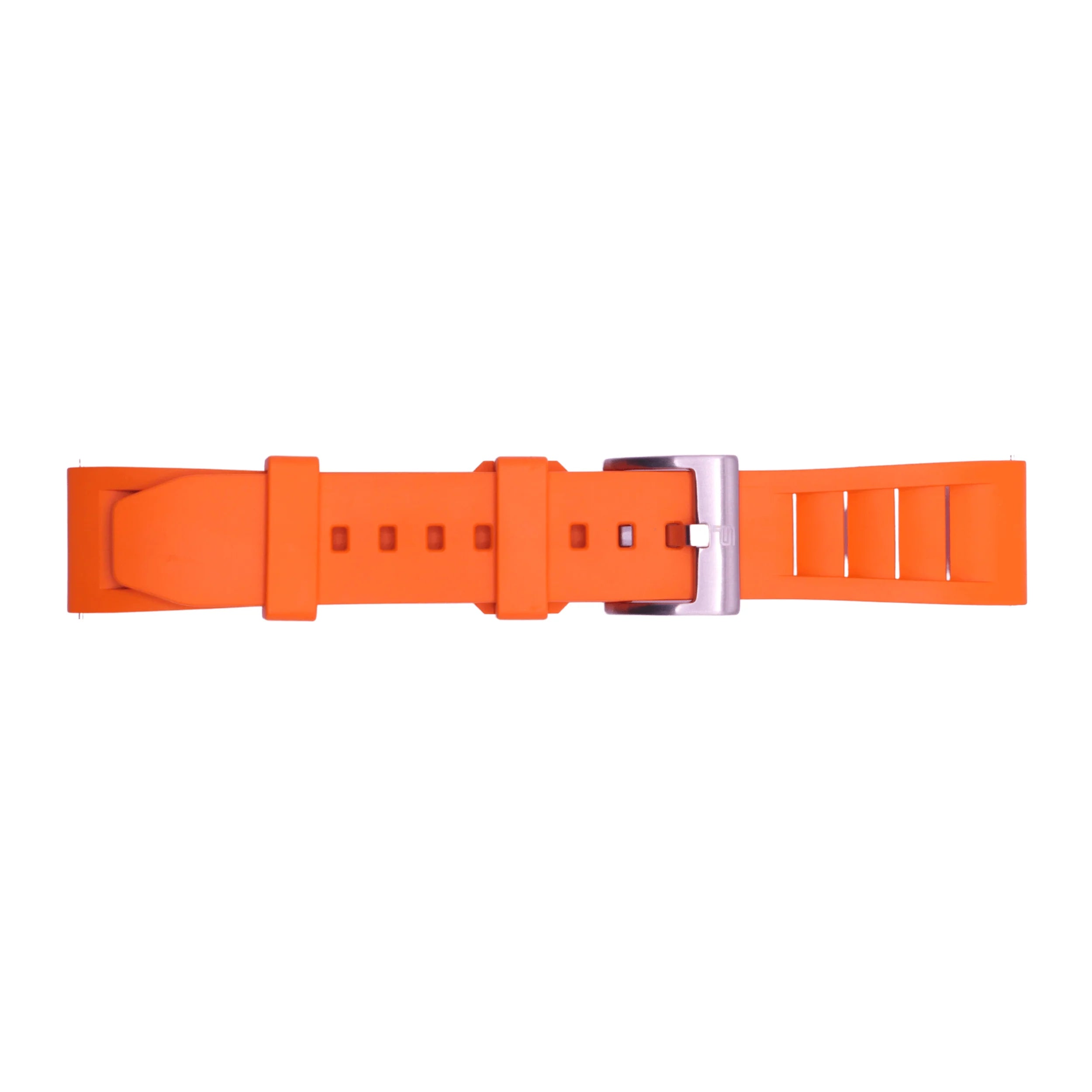 PUNCH SEMPER Orange Rubber Watch Strap, Silver Buckle