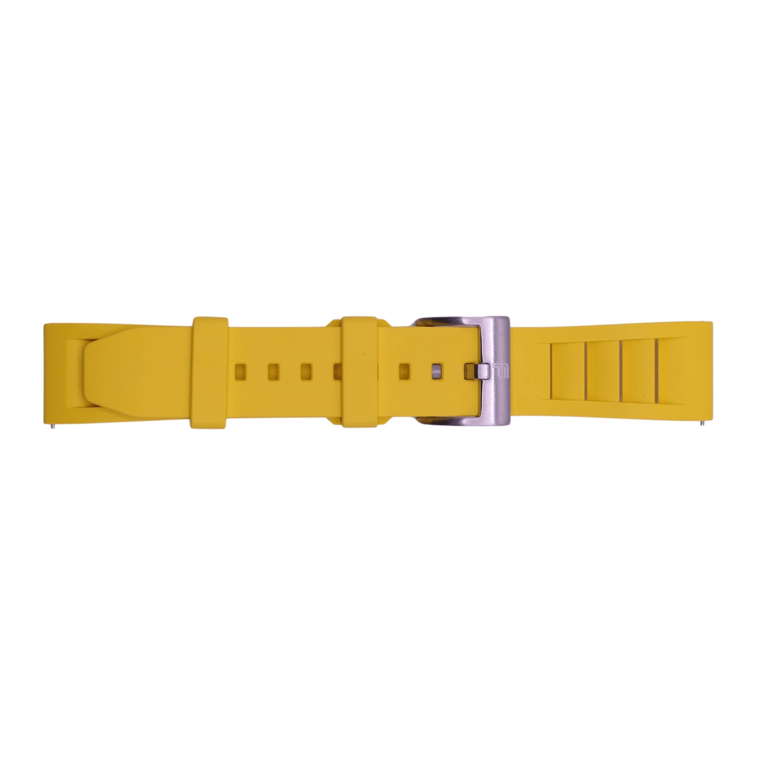 PUNCH SEMPER Yellow Rubber Watch Strap, Silver Buckle