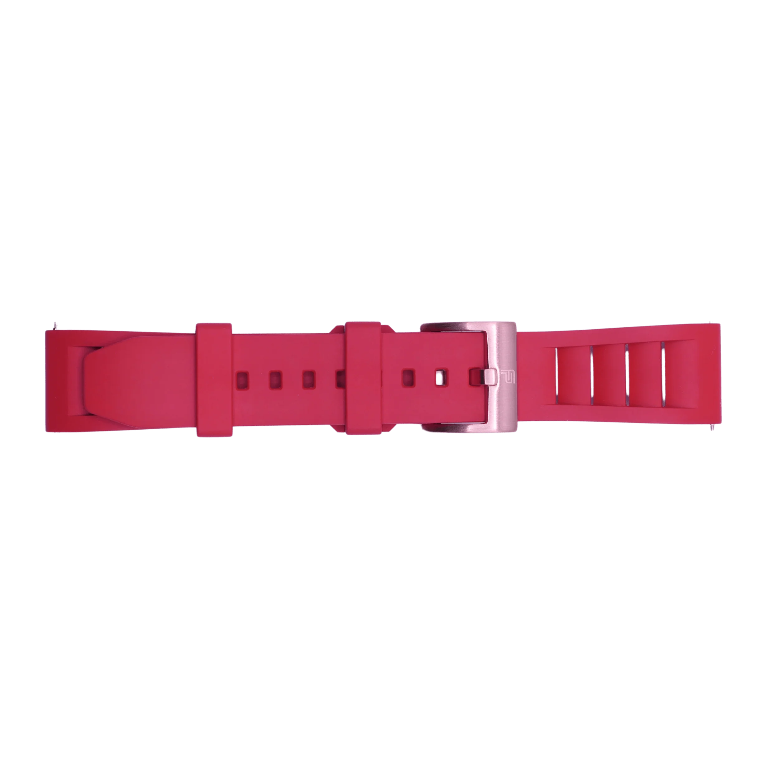 PUNCH SEMPER Red Rubber Watch Strap, Rose Gold Buckle