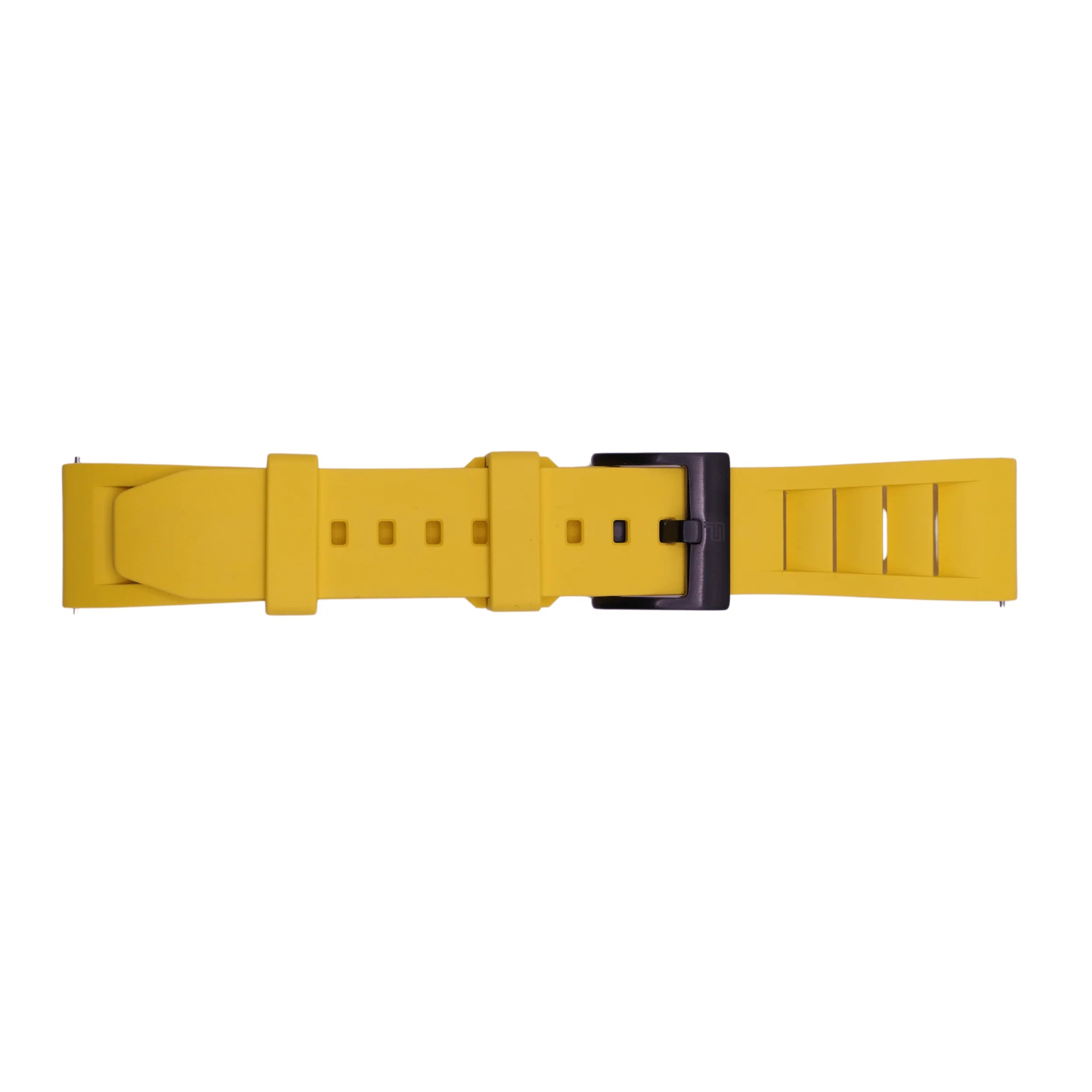 PUNCH SEMPER Yellow Rubber Watch Strap, Black Buckle