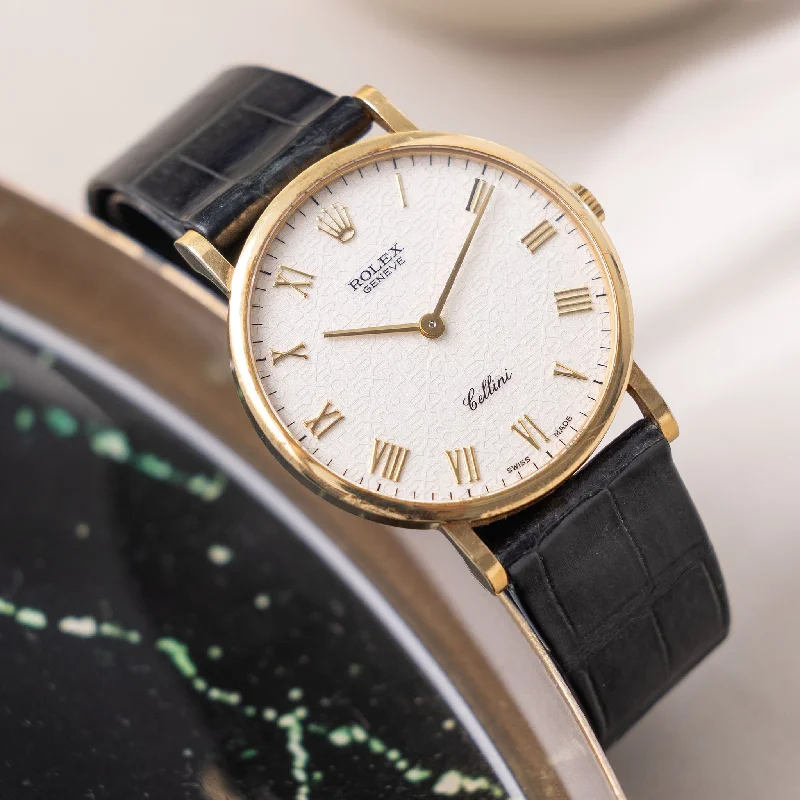 Rolex Cellini white Jubilee Dial Original Box and Papers Ref 5112 in 18 k yellow gold