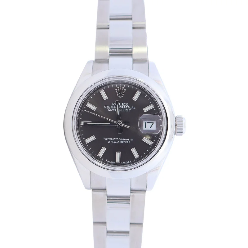 Rolex Datejust 28mm Stainless Steel Rhodium Stick Dial Watch Ref# 279160