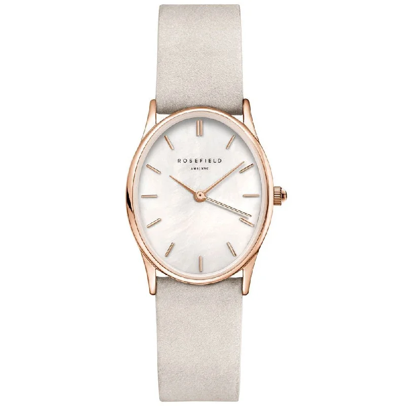 ROSEFIELD OWGLR-OV07 The Oval White Mop Light Gray Nubuck gold Women's Watch