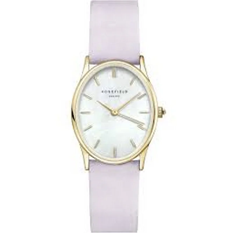 ROSEFIELD OWLLG-OV04 The Oval White Mop Lilac Nubuck Gold Women's Watch