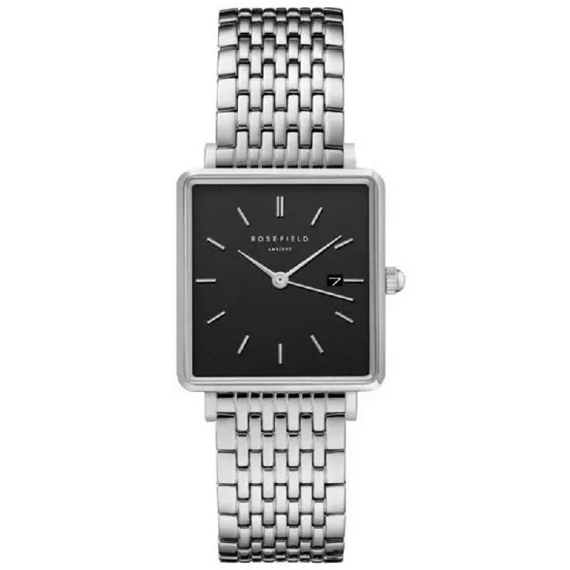 ROSEFIELD QBSS-Q07 The Boxy Black Steel Silver Women's Watch