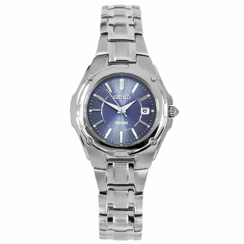 Seiko Women's SXDB45 Silver-Tone Blue Dial Dress Watch