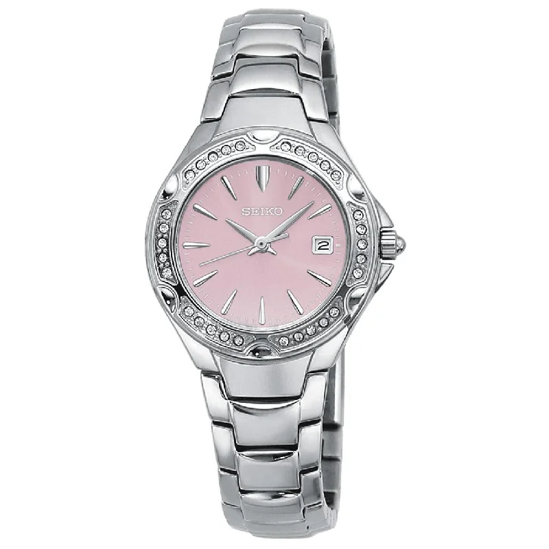 Seiko Women's SXDC53 Crystal Sporty Dress Pink Dial Watch