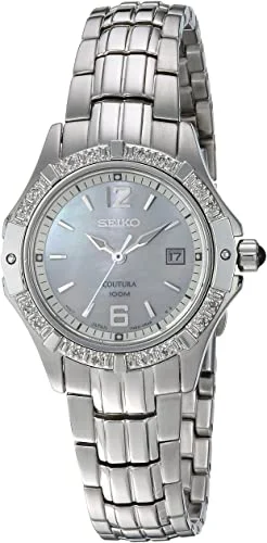 Seiko Women's SXDE19 Coutura Mother-of-Pearl Dial Silver-tone Steel Crystal Watch