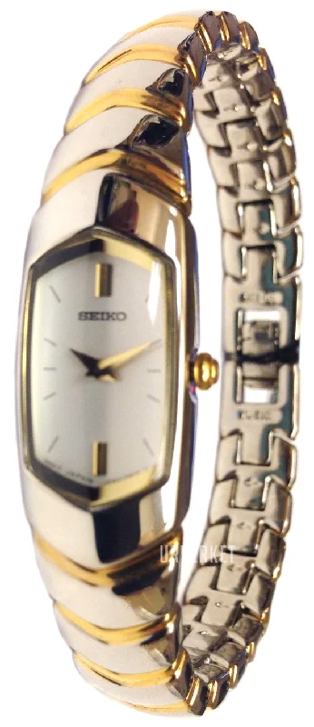 Seiko Women's SYL757 White Dial Quartz Two-Tone Dress Watch