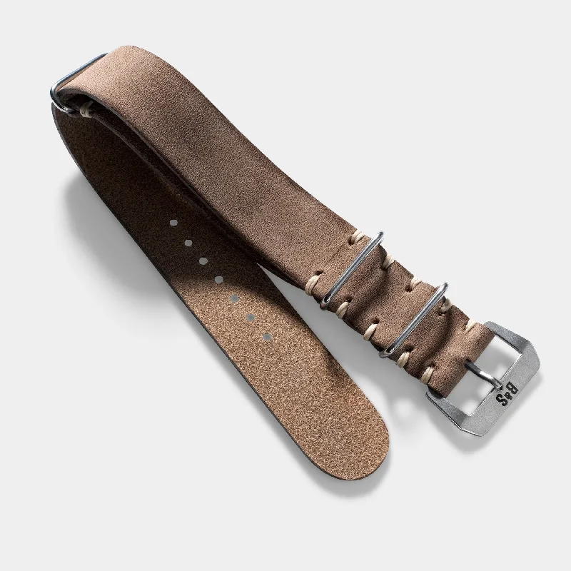 Smoke Grey Single Pass Leather Watch Strap