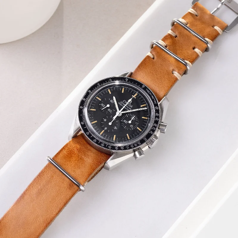 Strap for Omega Speedmaster Professional - Caramel Brown Single Pass Strap