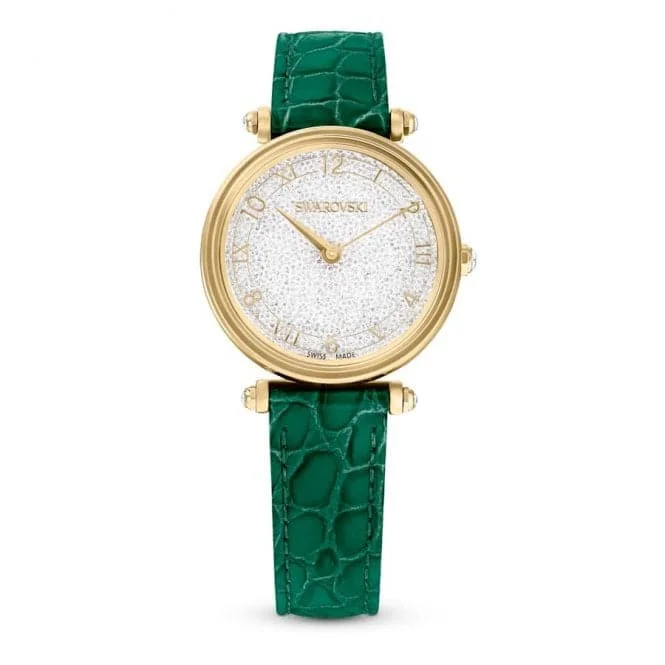 Crystalline Wonder Swiss Made Leather strap Green Gold-tone Finish Watch 5656893