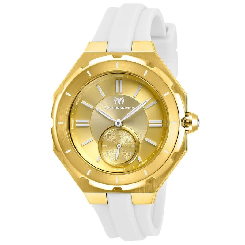 Technomarine Women's Quartz Watch - Cruise Sea Gold Tone Dial White Strap | TM-118005