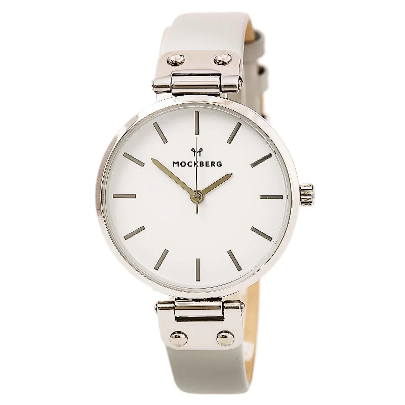 Mockberg MO1005 Women's Elsa Grey Leather Strap White Dial Quartz Watch