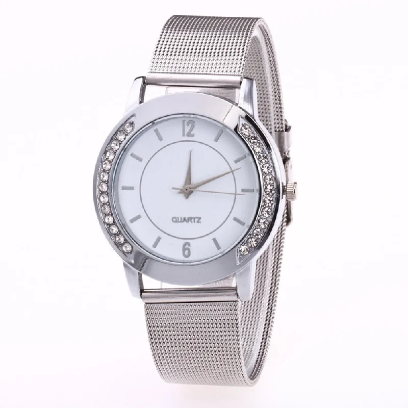 watches women  top brand luxury gold crystal diamond mesh stainless steel bracelet watches ladies quartz wristwatch clock